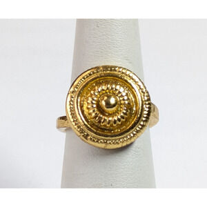 Ottoman Hands Signed Gold Plated Medallion Cocktail Ring Size 6